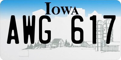 IA license plate AWG617