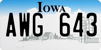 IA license plate AWG643