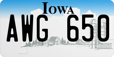 IA license plate AWG650