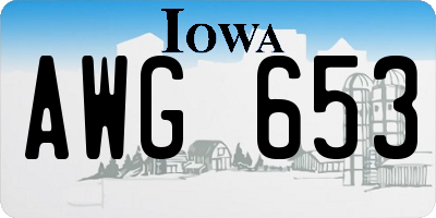 IA license plate AWG653