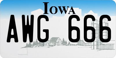 IA license plate AWG666