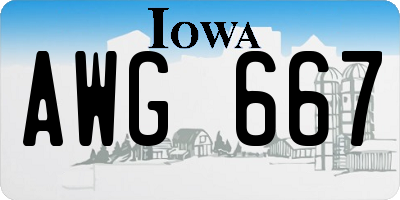 IA license plate AWG667