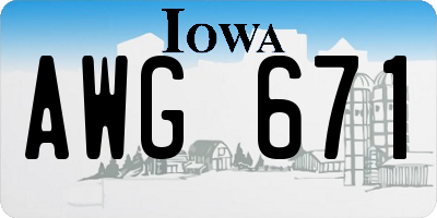 IA license plate AWG671