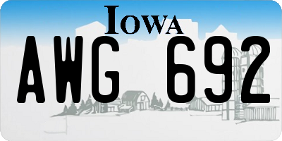 IA license plate AWG692