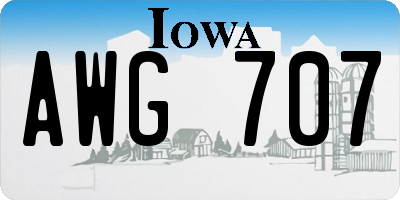 IA license plate AWG707