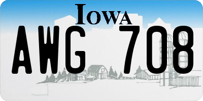IA license plate AWG708