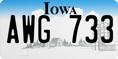 IA license plate AWG733