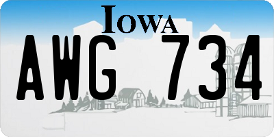 IA license plate AWG734