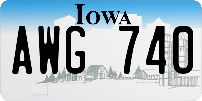 IA license plate AWG740
