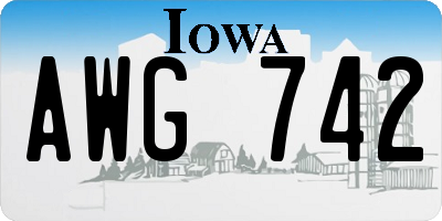 IA license plate AWG742
