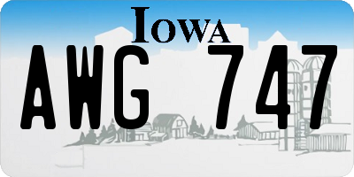 IA license plate AWG747