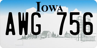 IA license plate AWG756