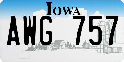 IA license plate AWG757