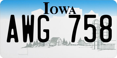 IA license plate AWG758
