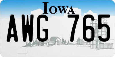 IA license plate AWG765