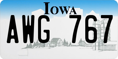 IA license plate AWG767