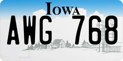IA license plate AWG768