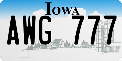 IA license plate AWG777