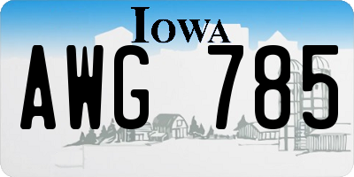 IA license plate AWG785