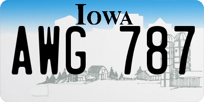 IA license plate AWG787