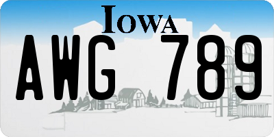 IA license plate AWG789
