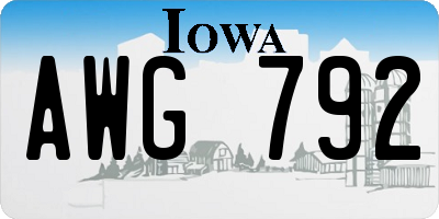 IA license plate AWG792