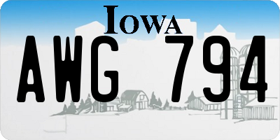IA license plate AWG794