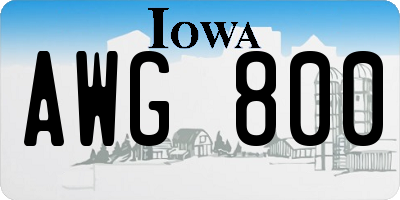 IA license plate AWG800