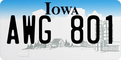 IA license plate AWG801