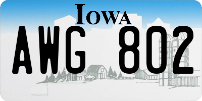 IA license plate AWG802