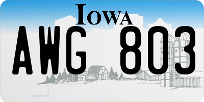 IA license plate AWG803