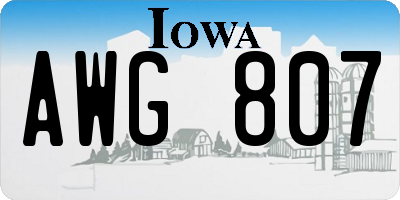 IA license plate AWG807