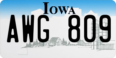 IA license plate AWG809
