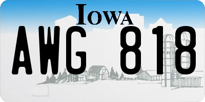 IA license plate AWG818