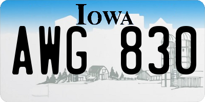 IA license plate AWG830