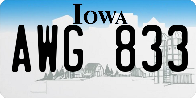 IA license plate AWG833