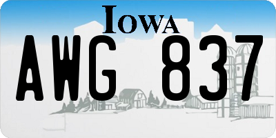 IA license plate AWG837