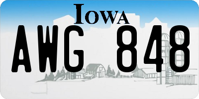 IA license plate AWG848