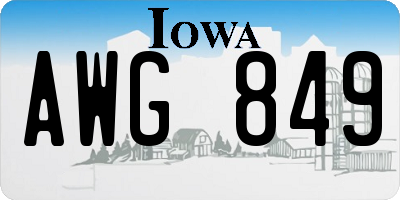 IA license plate AWG849