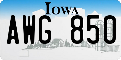 IA license plate AWG850