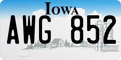 IA license plate AWG852
