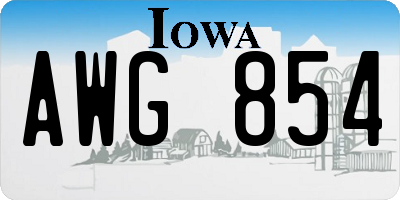 IA license plate AWG854