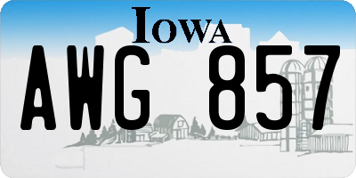 IA license plate AWG857