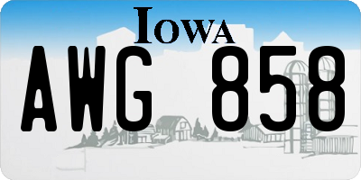 IA license plate AWG858