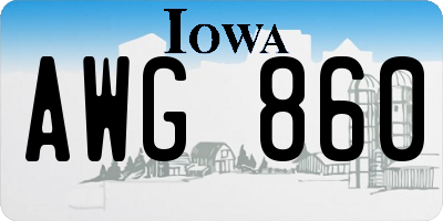 IA license plate AWG860