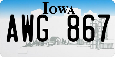 IA license plate AWG867