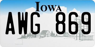 IA license plate AWG869