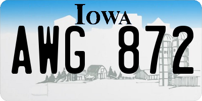 IA license plate AWG872