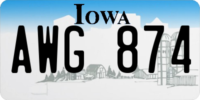 IA license plate AWG874