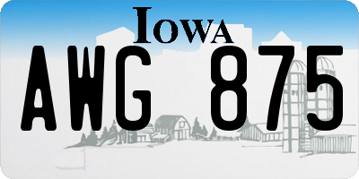 IA license plate AWG875